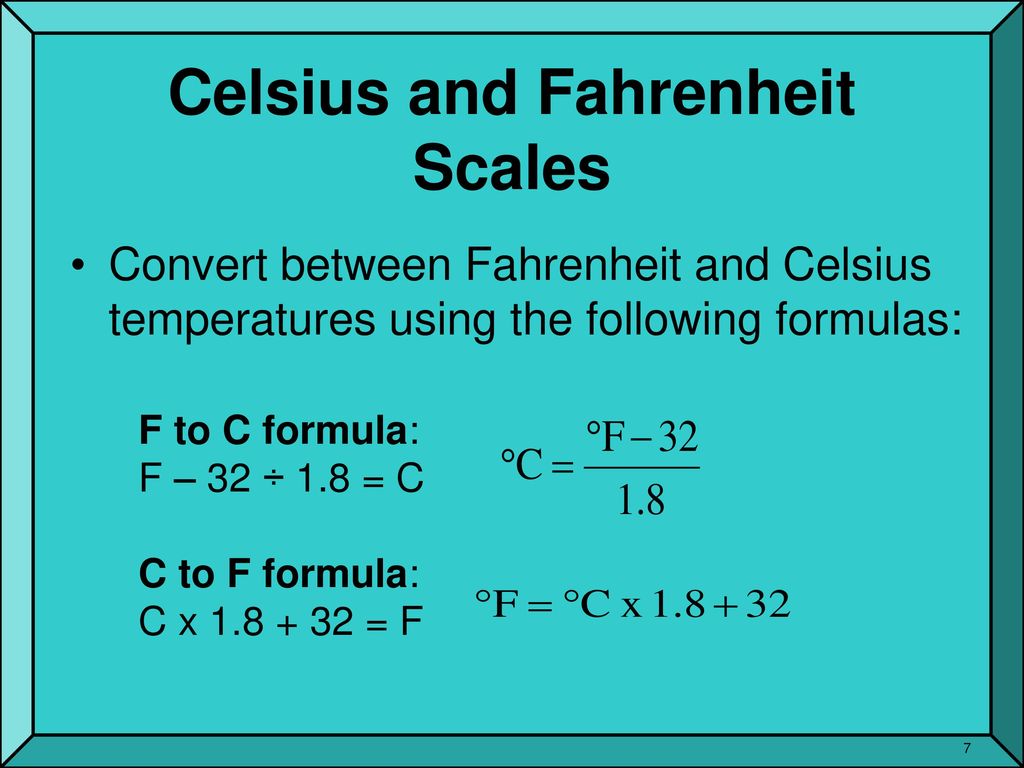 Celsius fahrenheit formula